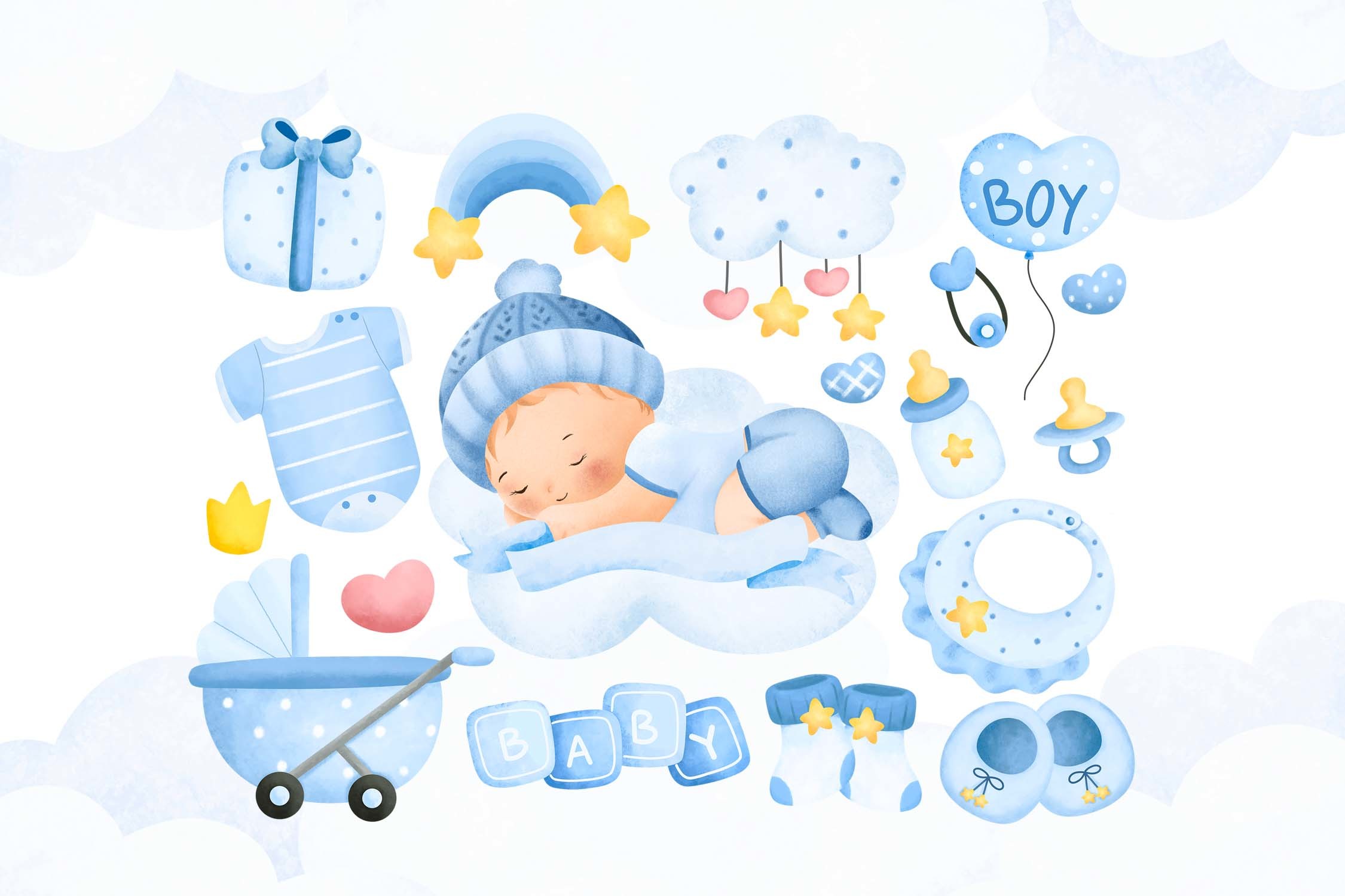 Watercolor Baby Boy Clipart - photo 2