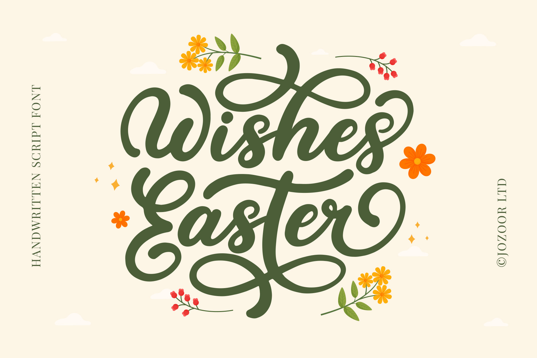 Wishes Easter preview, vintage flowing script font