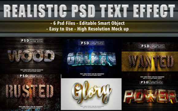 Set of Realistic Psd Text Effect