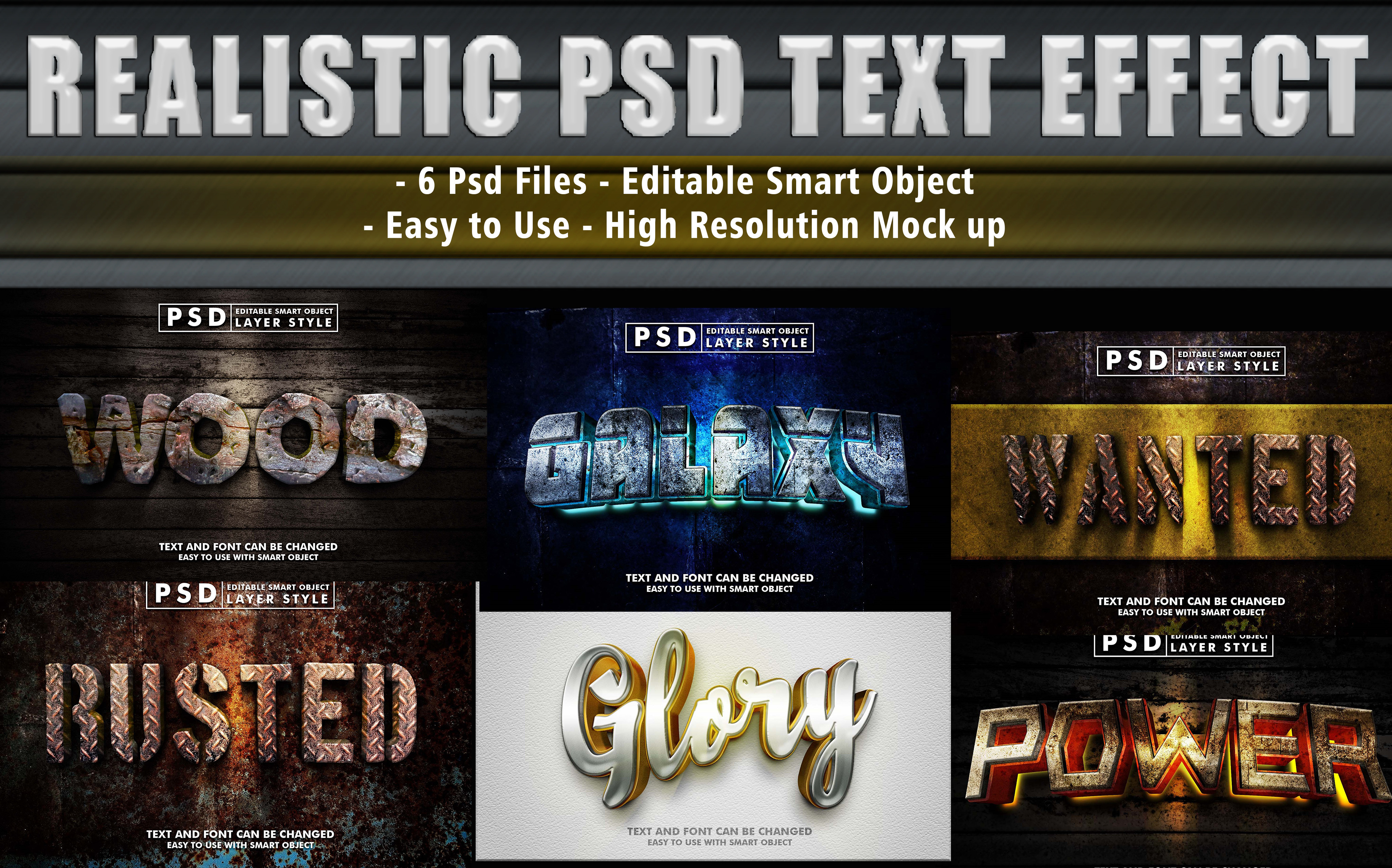 Set of Realistic Psd Text Effect