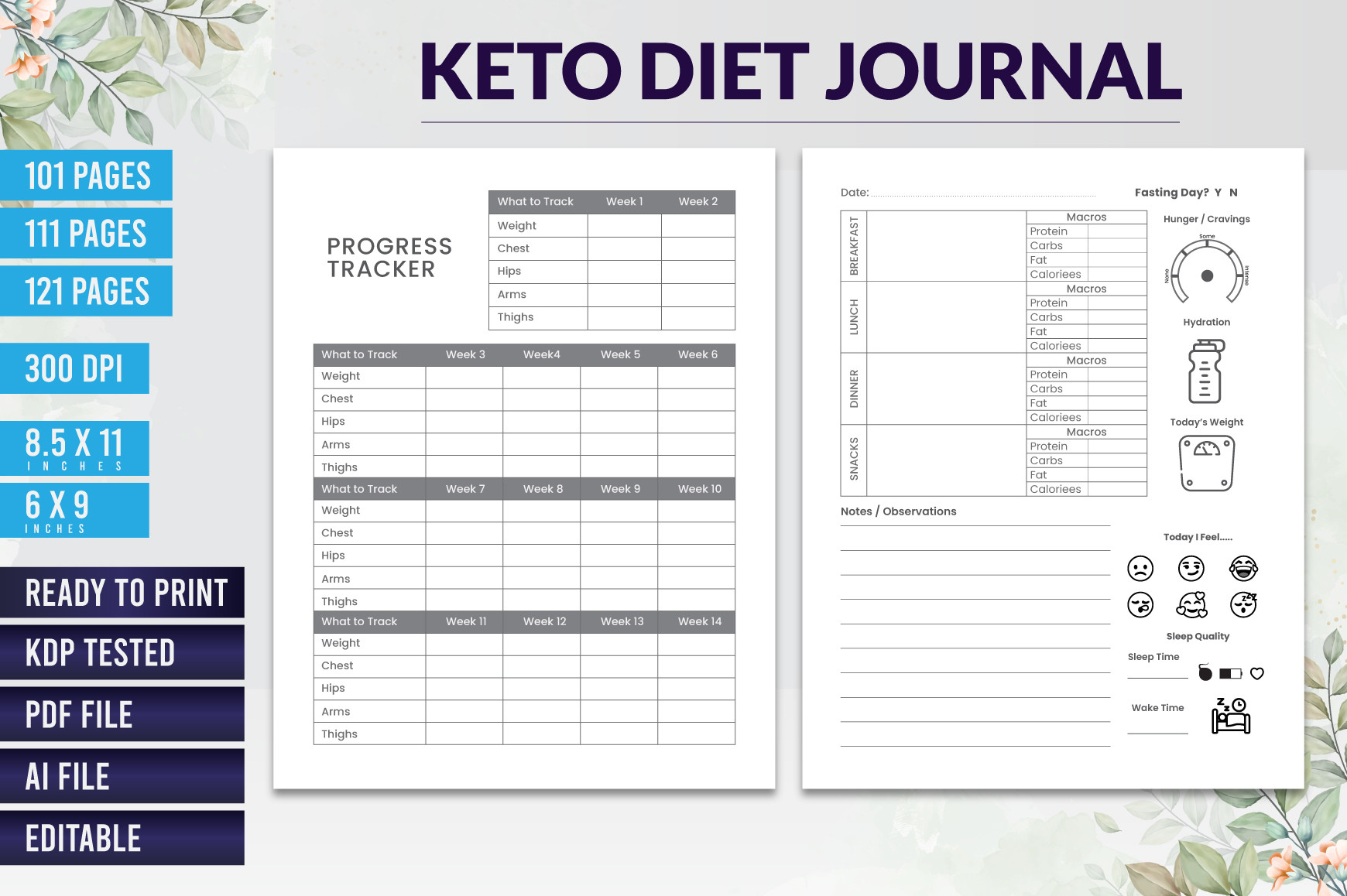 Keto Diet Journal for KDP Interior Graphic by designmela01 · Creative Fabrica