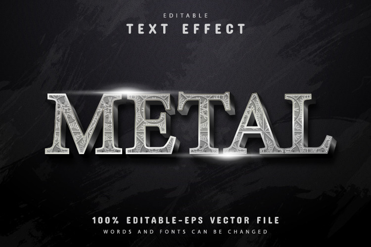 Metal Silver Text Metal Text, Silver Text Effect Graphic by aglonemadesign · Creative Fabrica