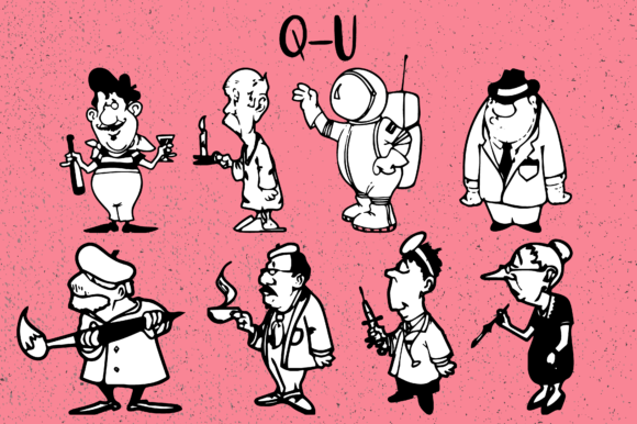 People Cartoon Font PNG with transparent background - Preview 3