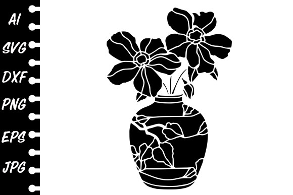 Stencil Vase with Flowers