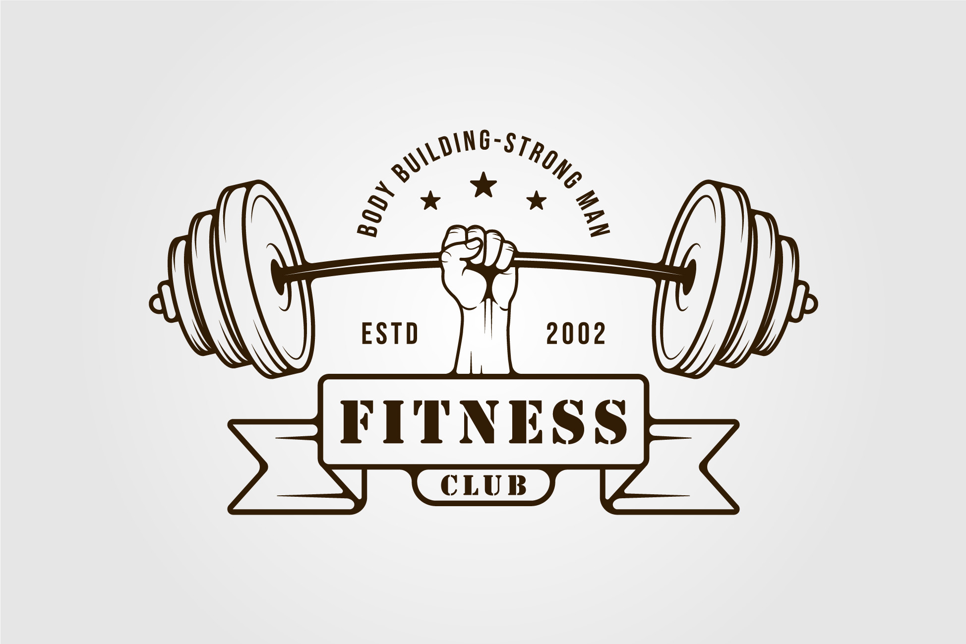 Hand Fist and Barbell Logo Vector Line