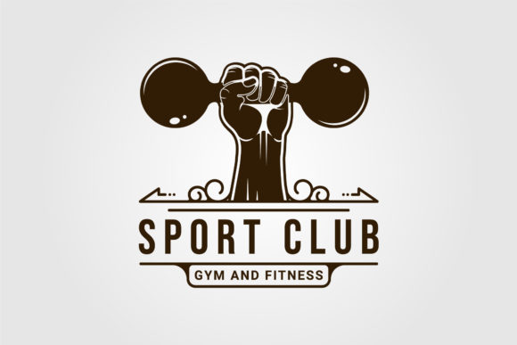 Hand Fist and Barbell or Dumbbell Logo