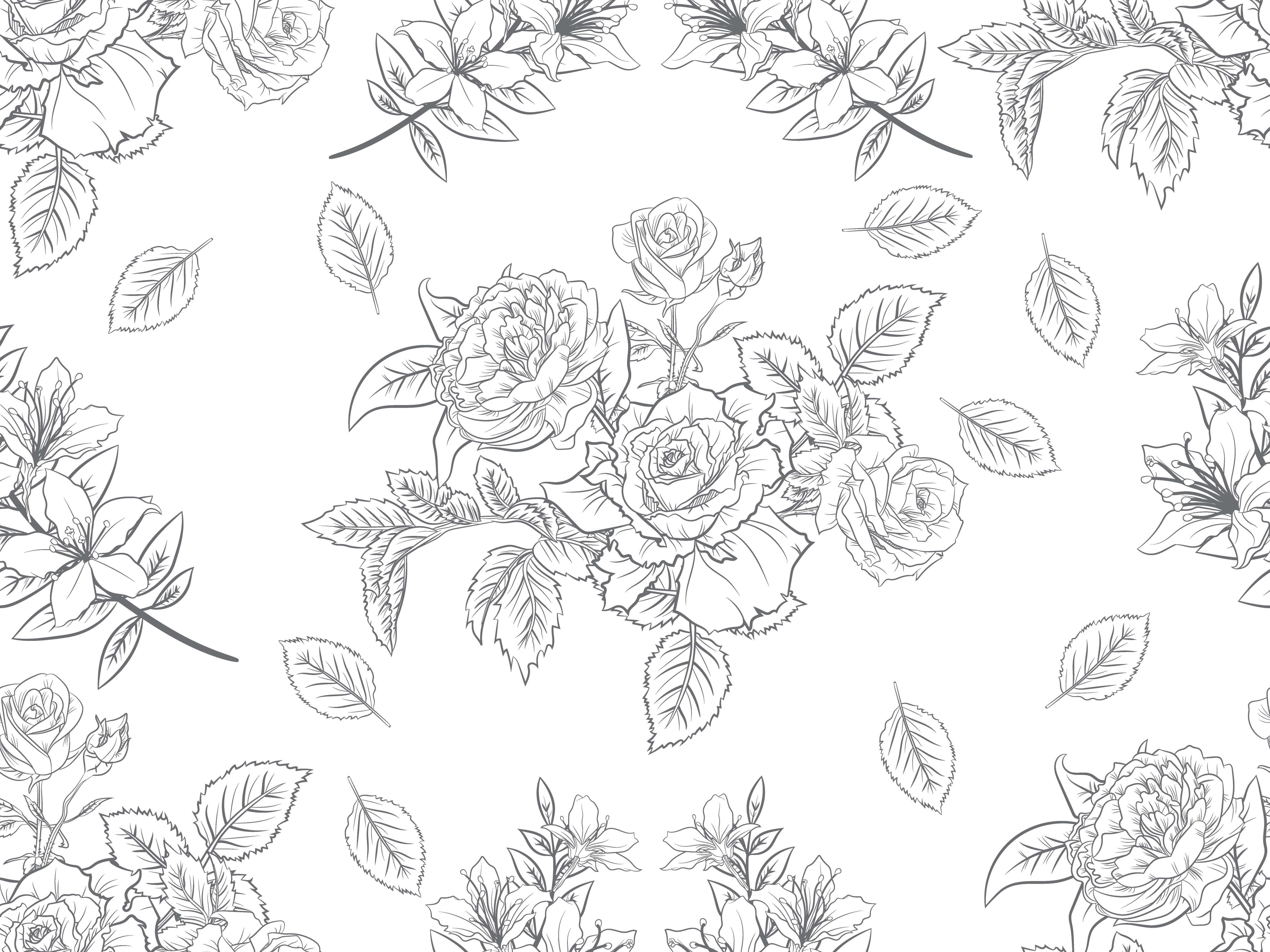 Beautiful Rose Line Art Seamless Pattern Graphic by Agnetart · Creative ...