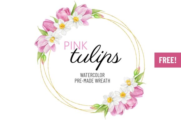 FREE Tulip and Daffodil Flowers Wreath