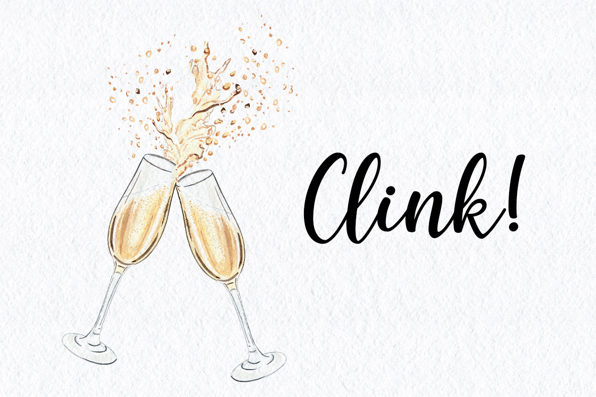 Watercolor Champagne Glasses