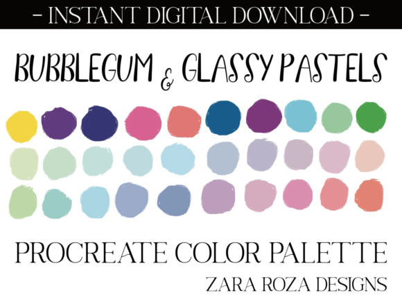 Bubblegum & Glassy Pastels Color Palette Graphic Add-ons By ZaraRozaDesigns