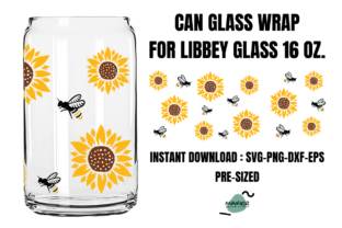 Sunflower 16 Oz Can Glass Wrap Svg Graphic by Maker Design Studio ...