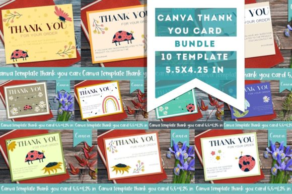 Canva Thank You Card Bundle 10 Template