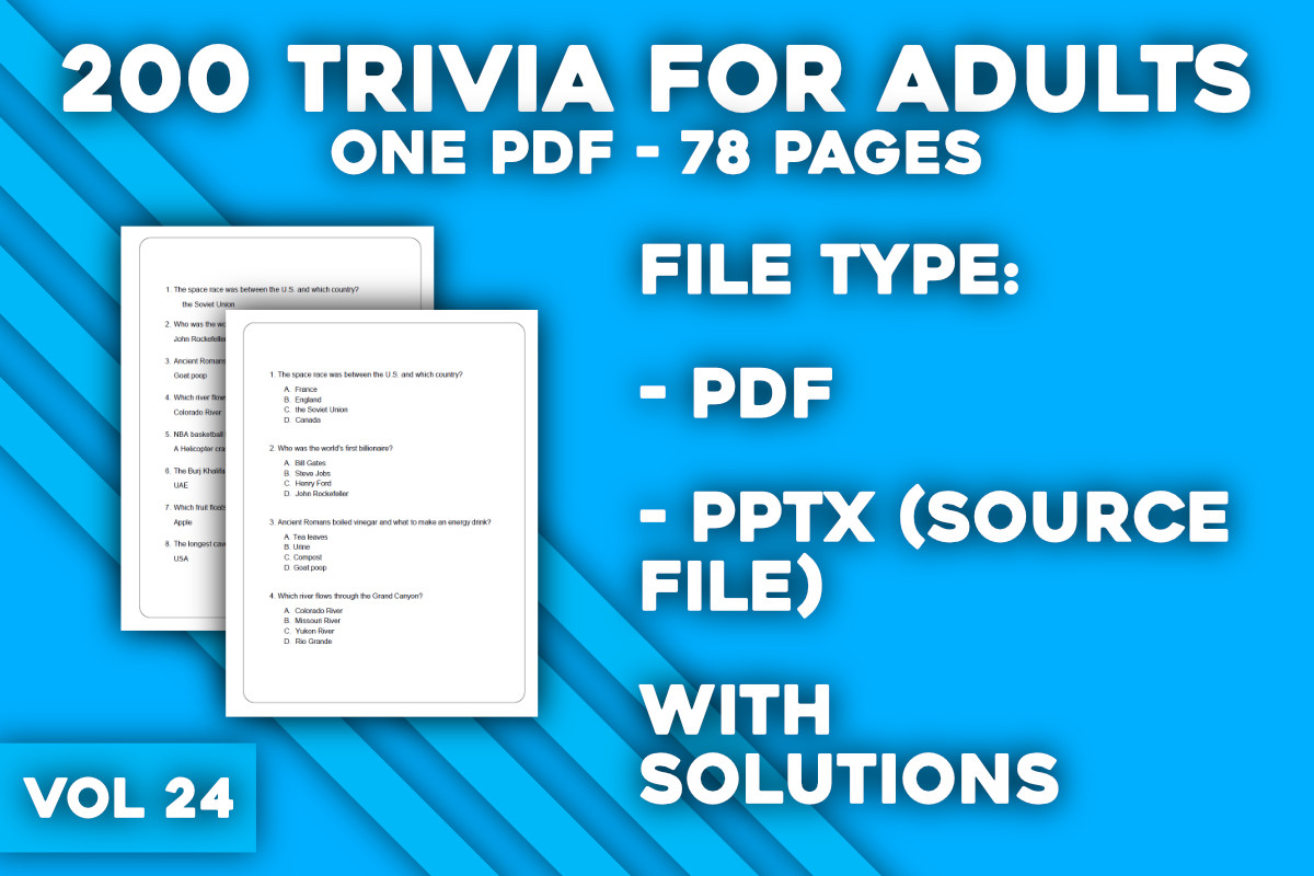 200 Trivia for Adults VOL 24 Graphic by Frankie Online Store · Creative