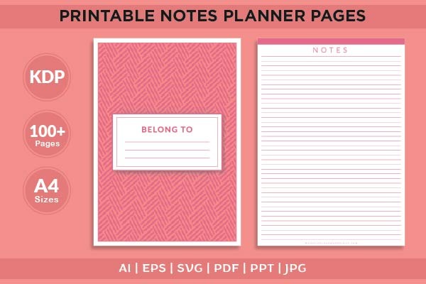 Printable Notes Planner Graphic by Finer Designers · Creative Fabrica
