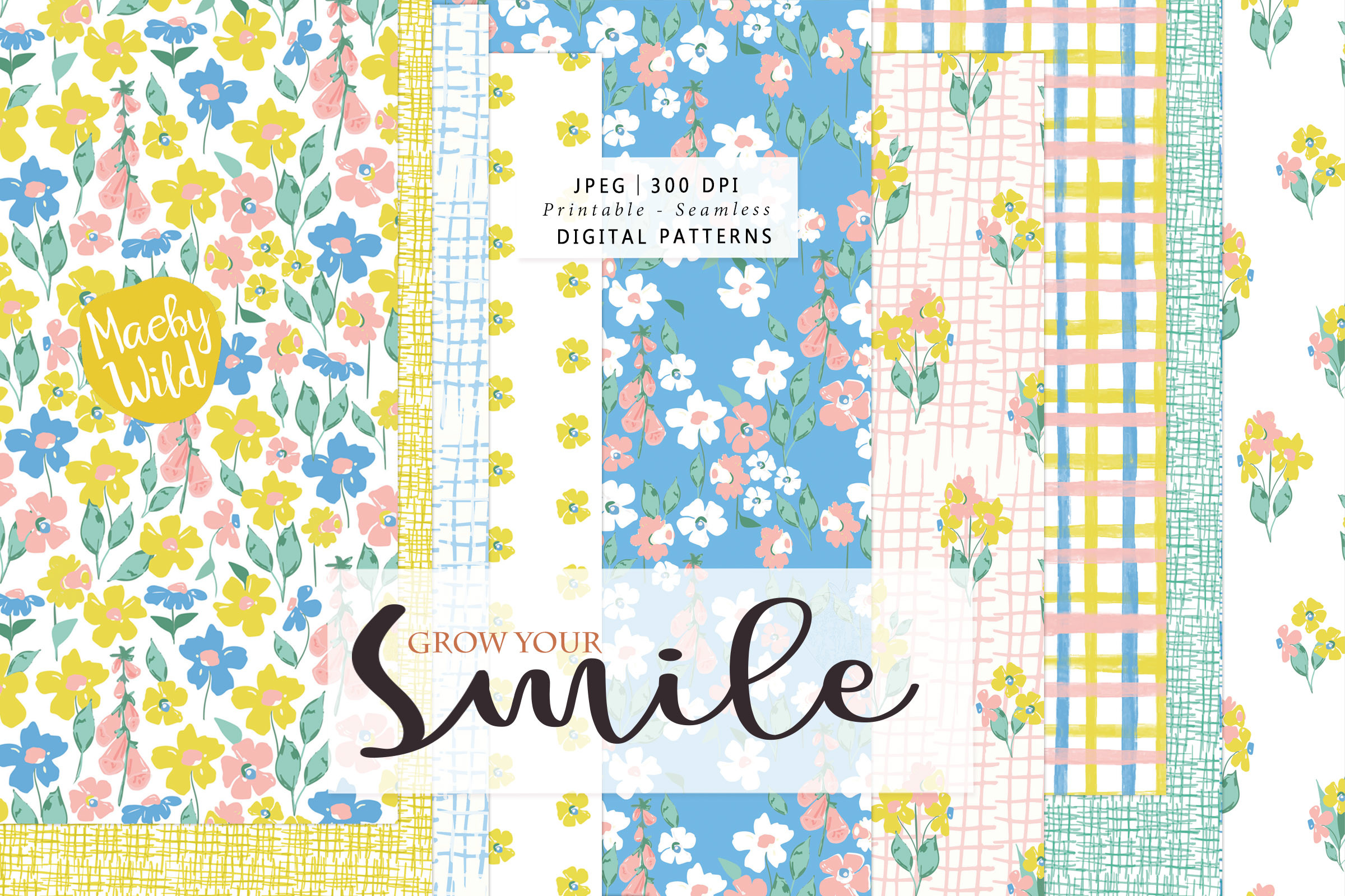 Spring Flower Seamless Patterns Graphic by maebywild · Creative Fabrica