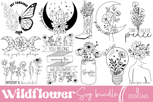 Wildflower, Celestial Bundle Gráfico Manualidades Por Rumi Design