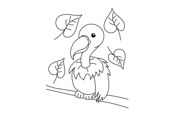 Kawaii Vulture Coloring Page