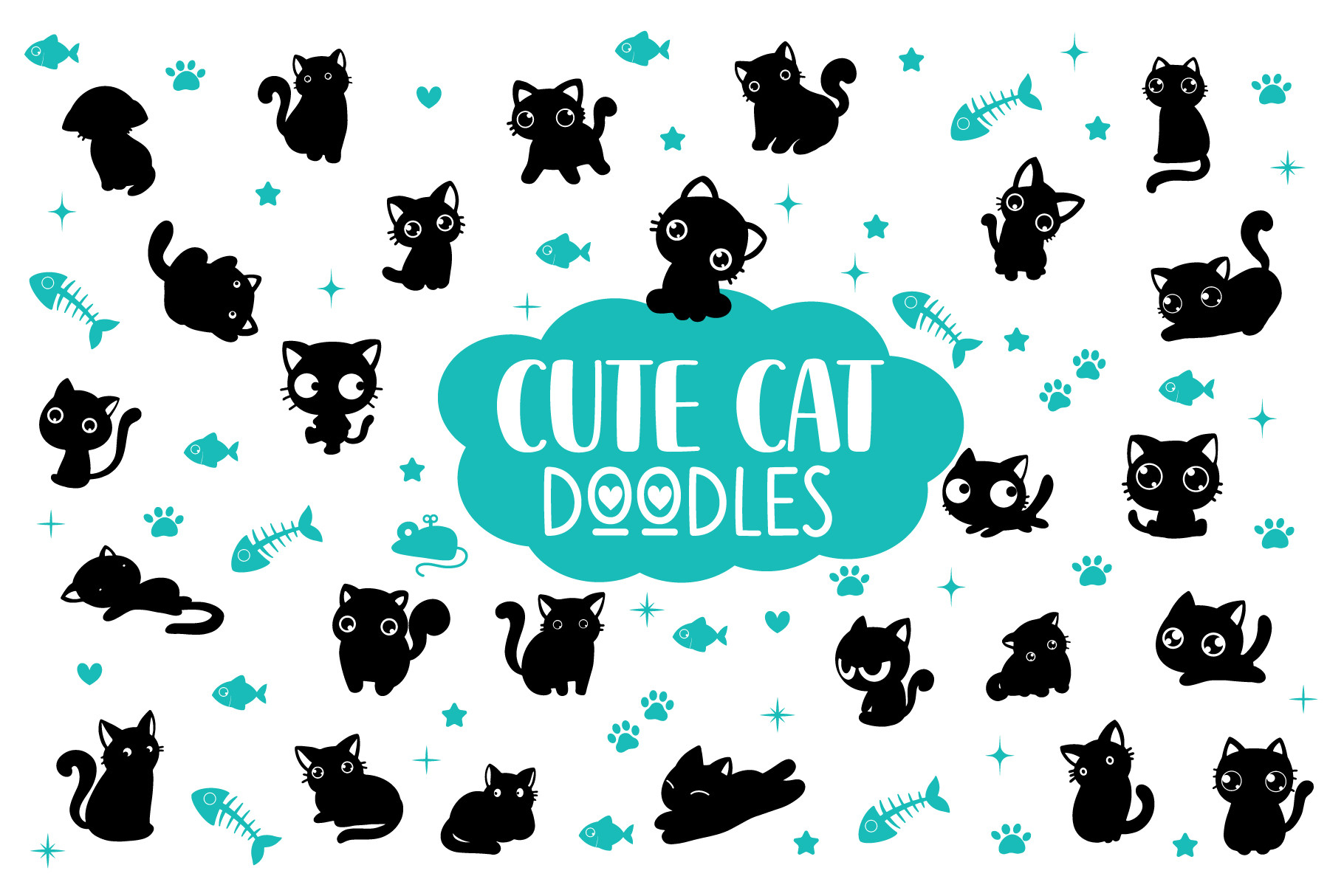 Cute Cat Doodles preview: cute cat dingbats