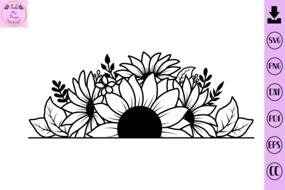 Flower Svg , Sunflower Split Monogram Graphic by Tadashop Design ...