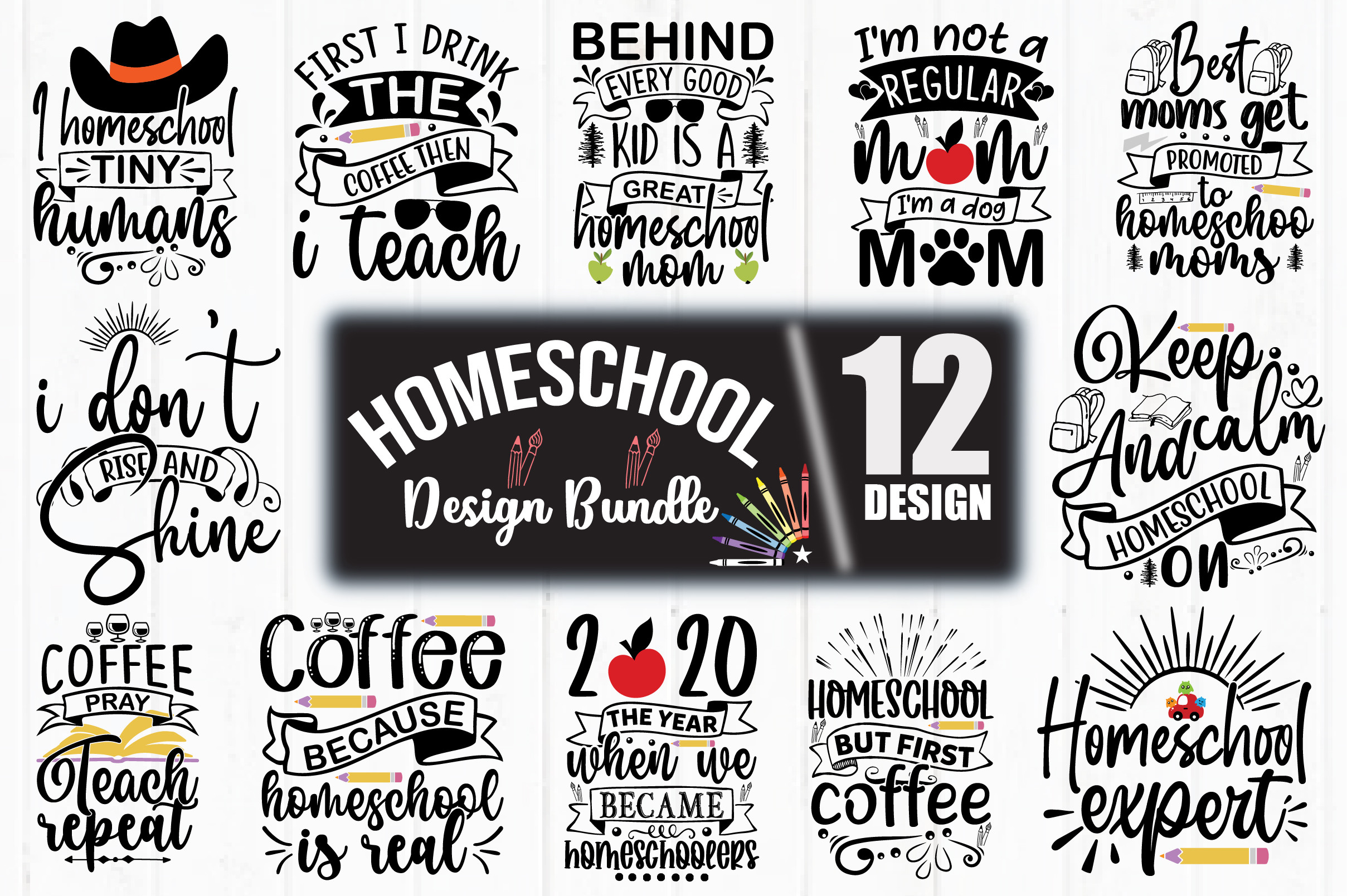 Homeschool Mom Bundle 12 Designs Graphic by designmaster · Creative Fabrica