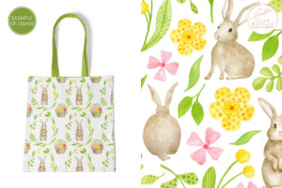 Watercolor Spring Rabbits Digital Paper Graphic by Olya Haifisch ...