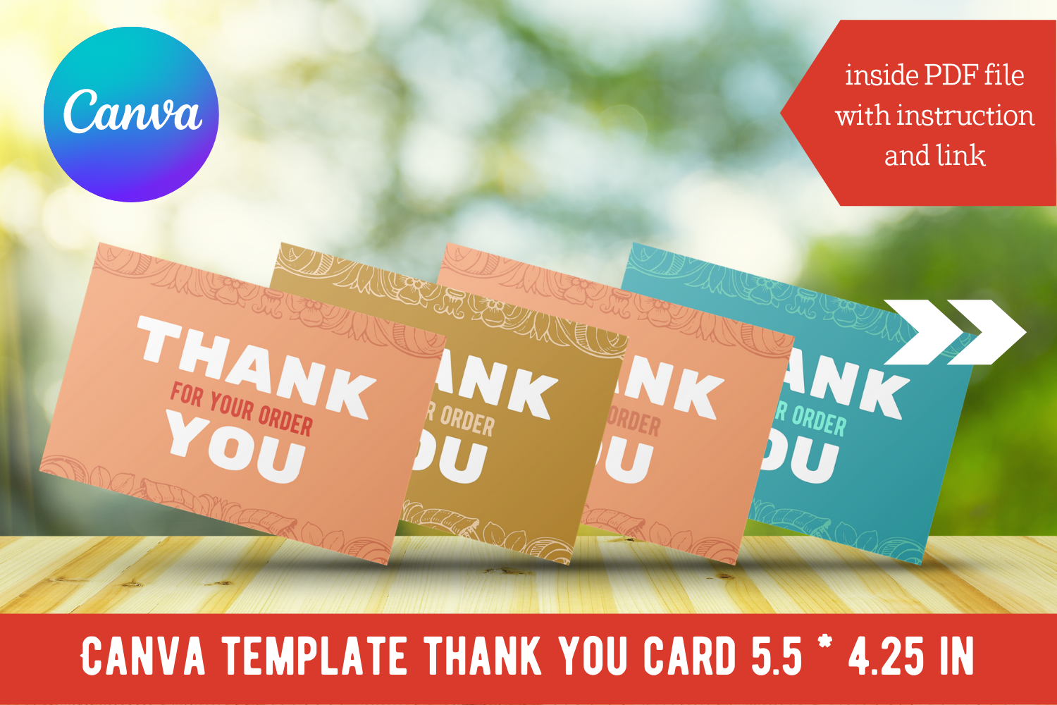 Canva Thank You Card Bundle 4 Templates
