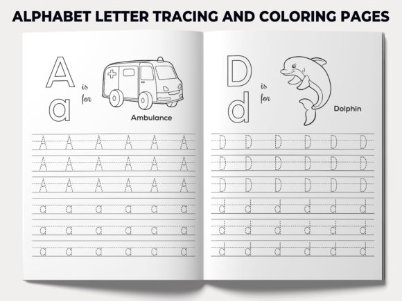 Alphabet Letter Tracing, Coloring Pages