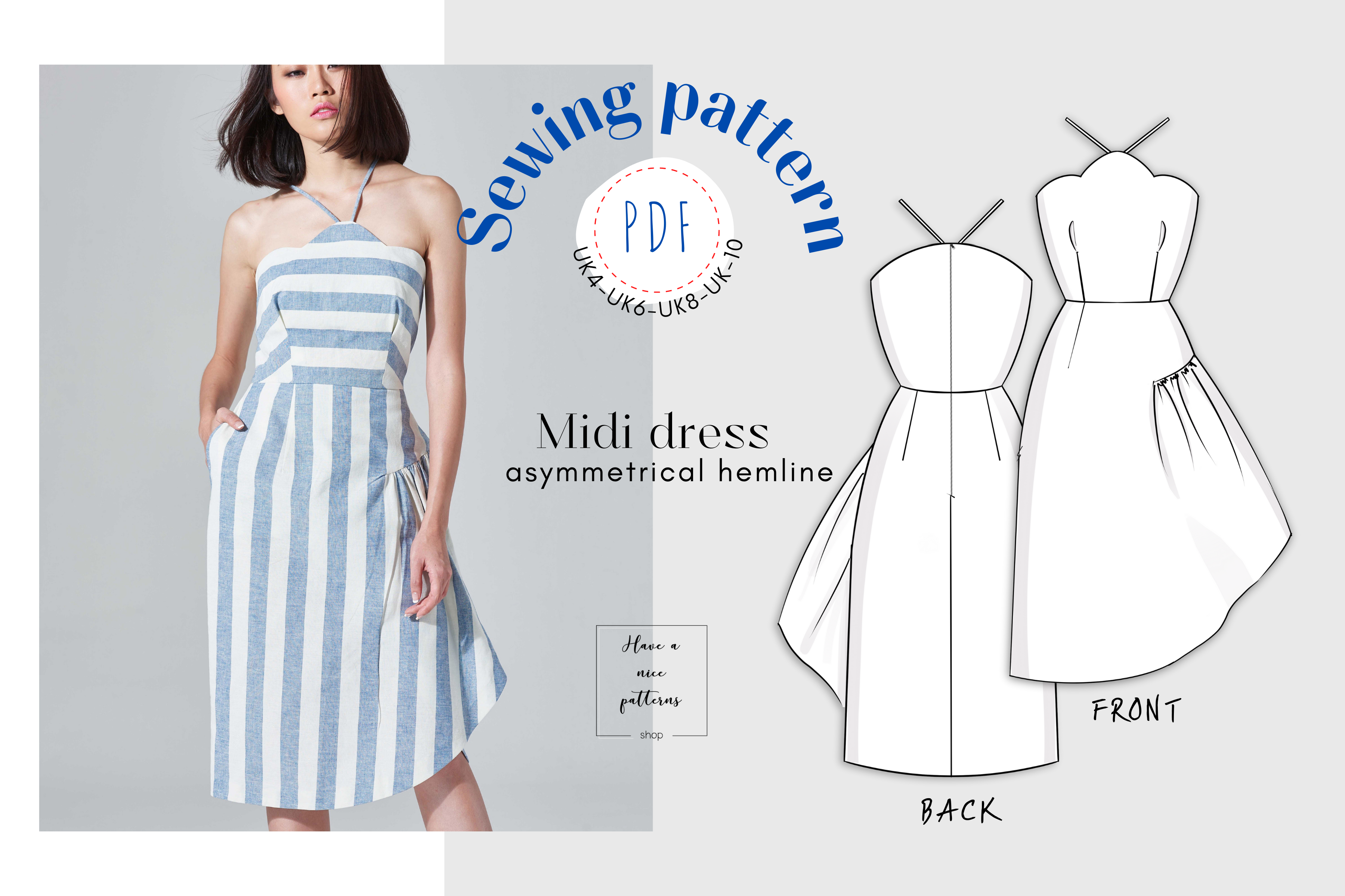 Asymmetrical Hemline Midi Dress