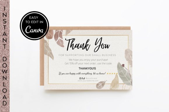 Boho Thank You Card Canva Template