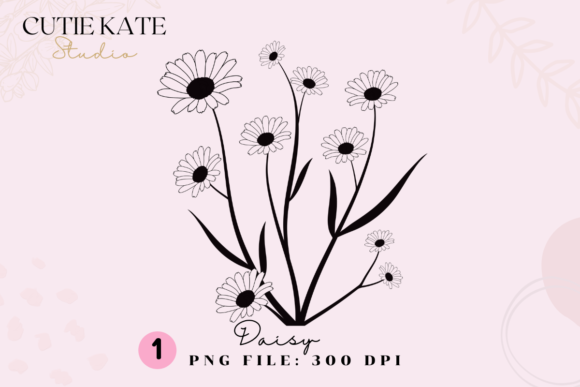 Daisy Flower Spring W1 Graphic Crafts By Cutie Kate Studio