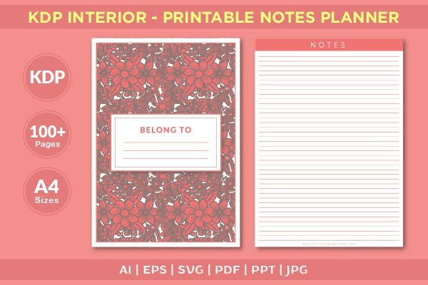 Printable Notes Planner Graphic by Finer Designers · Creative Fabrica