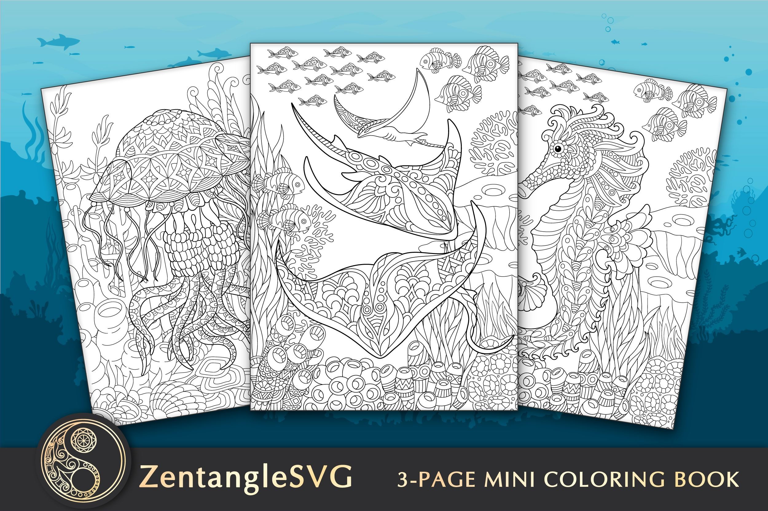 Sea Ocean Animals Adult Coloring Pages