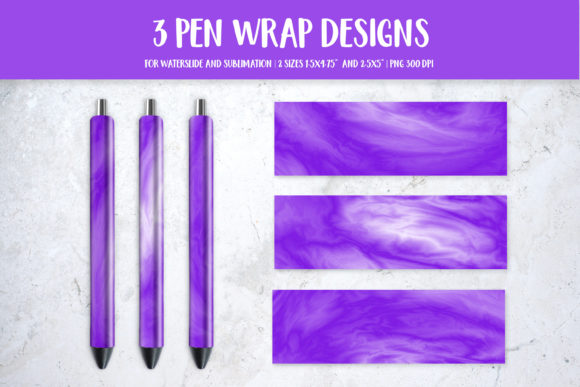 Purple Marble Pen Wrap Template Gráfico Ilustraciones Imprimibles Por LaBelezoka