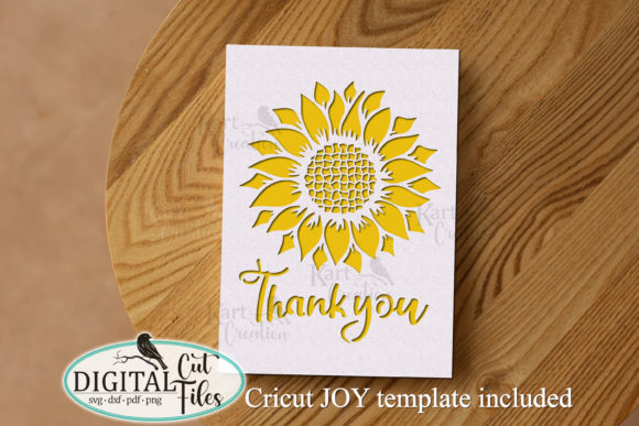 Sunflower Thank You Card Svg Cricut Cut Graphics