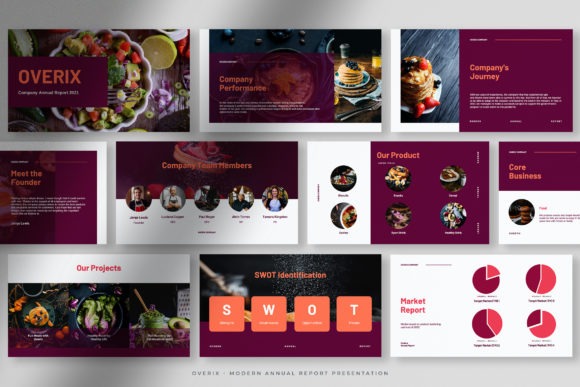 Preview of Wine Modern Annual Report Presentation business report presentation template