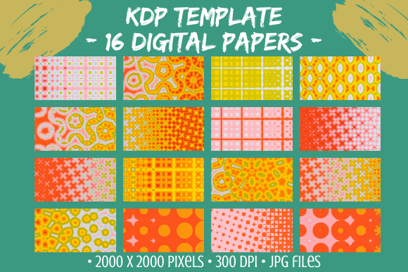 Digital Pattern Orange 16 Orange Springy Digital Paper Patterns Graphic by Tomboy Designs ...