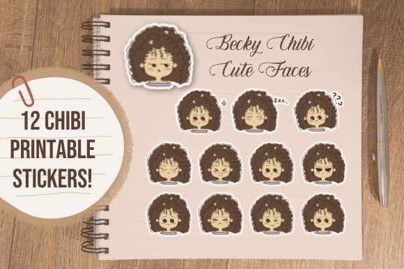 Chibi Art Digital Printable Stickers Graphics
