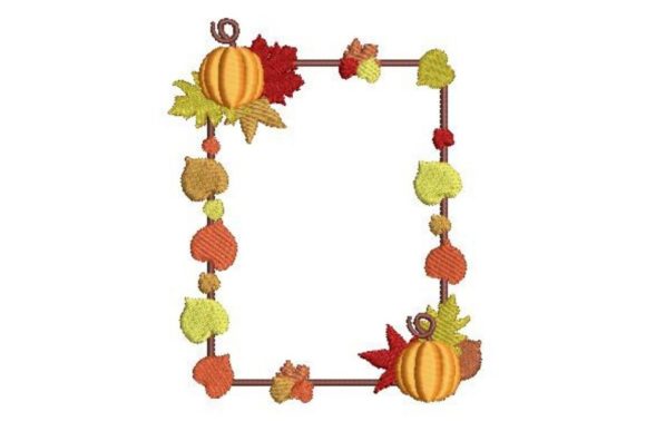 Pumpkin and Fall Leaves Border