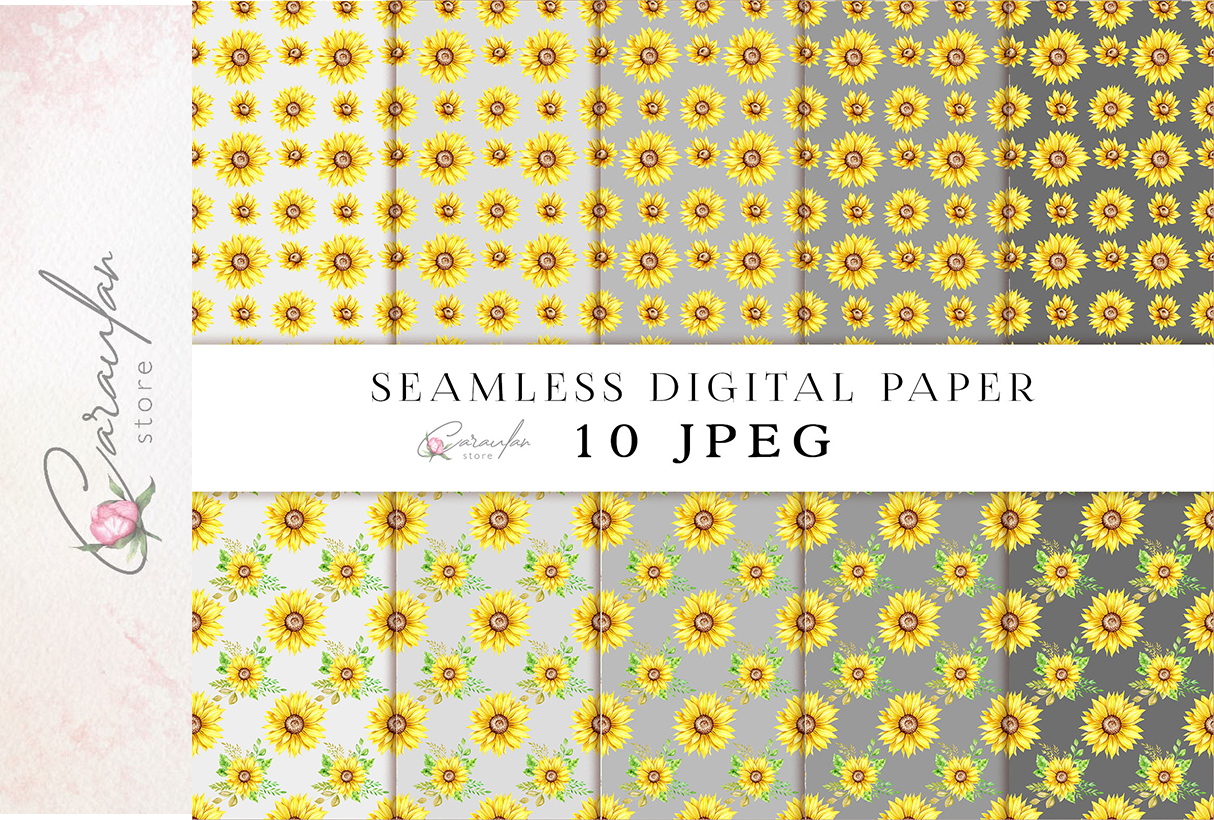 Sunflower Background, Seamless Graphic by CaraulanStore · Creative Fabrica