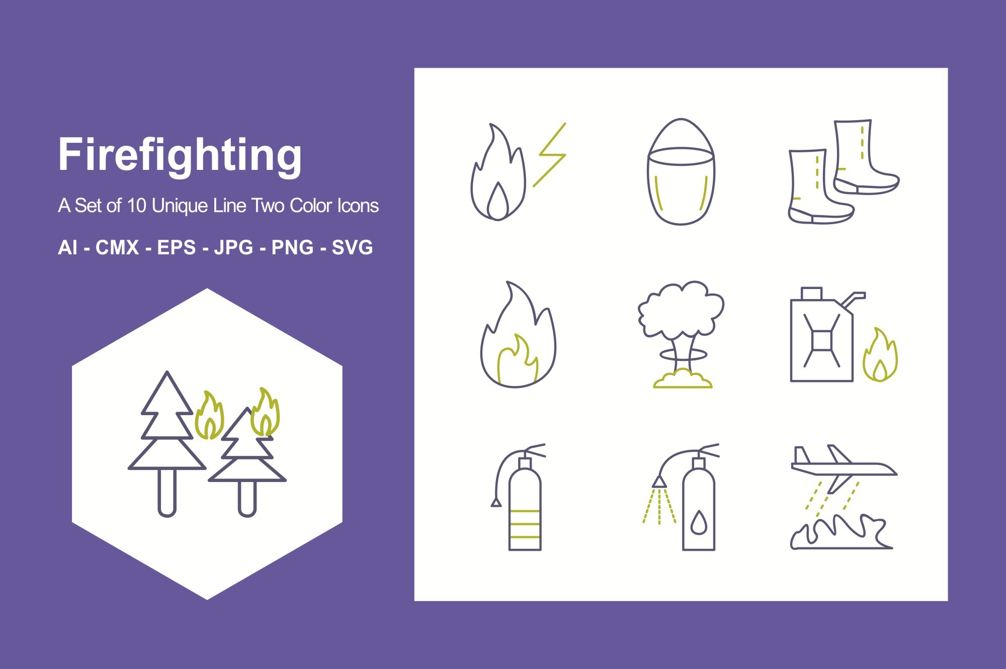 Firefighting Line Two Color Icon Set Graphic by JM Graphics · Creative ...