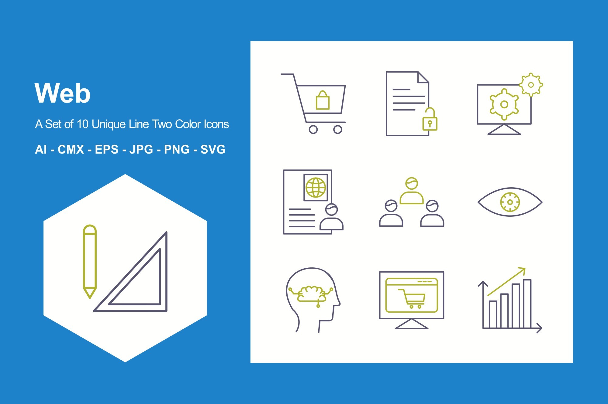 Web Line Two Color Icon Set Graphic by JM Graphics · Creative Fabrica