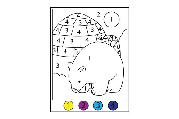 Polar Bear and Igloo Color by Number SVG Cut file by Creative Fabrica  Crafts  Creative Fabrica