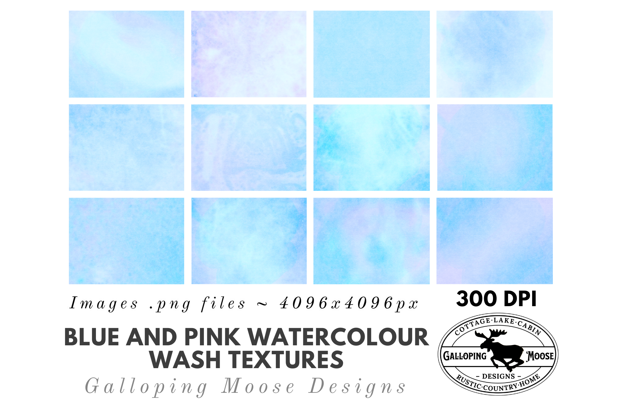 Blue Pink Watercolour Washes Graphic by Galloping Moose · Creative Fabrica