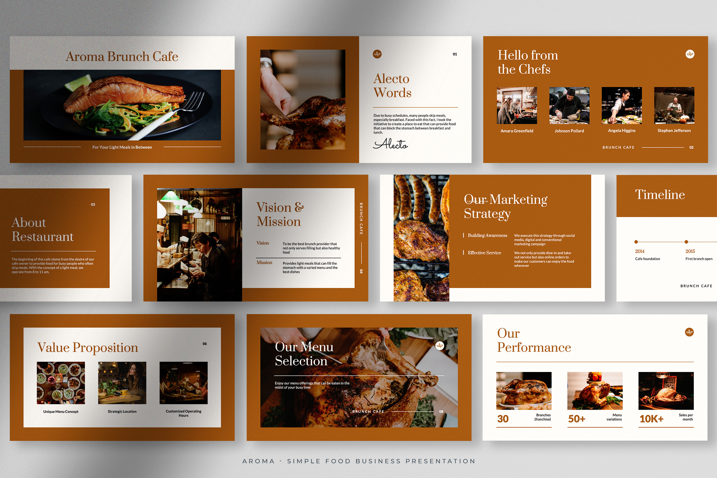 Aroma Warm Brown Simple Food Business Presentation Template