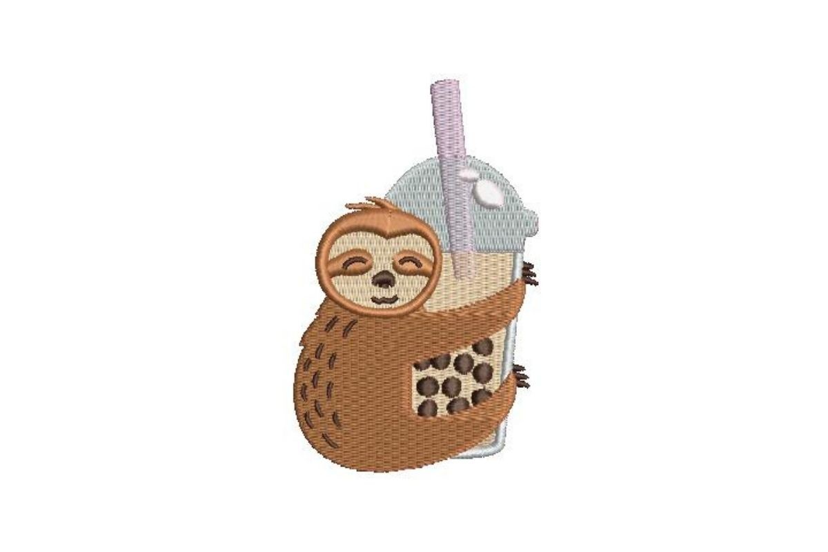 Cute Bubble Tea Sloth · Creative Fabrica