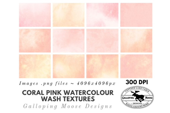 Pale Coral Pink Watercolour Washes