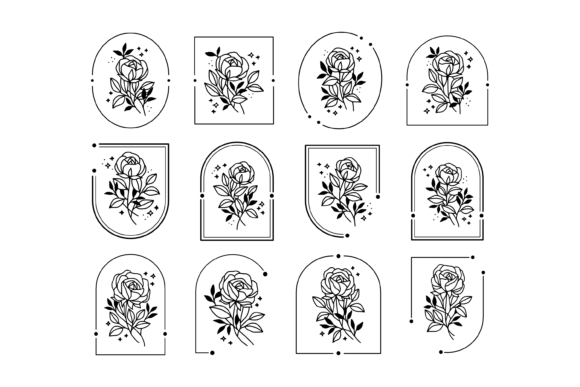 Rose Flower Line Art Flower Elements