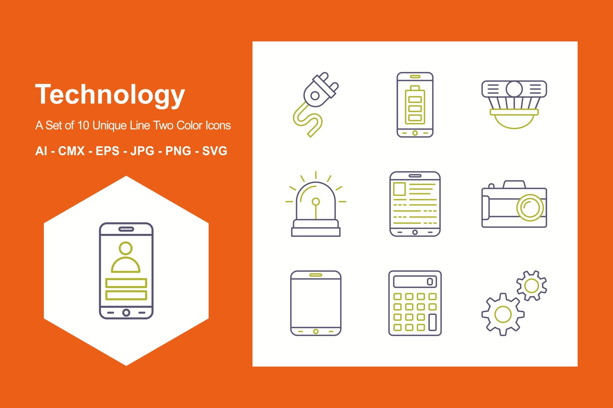 Technology Line Two Color Icon Set Graphic by JM Graphics · Creative ...