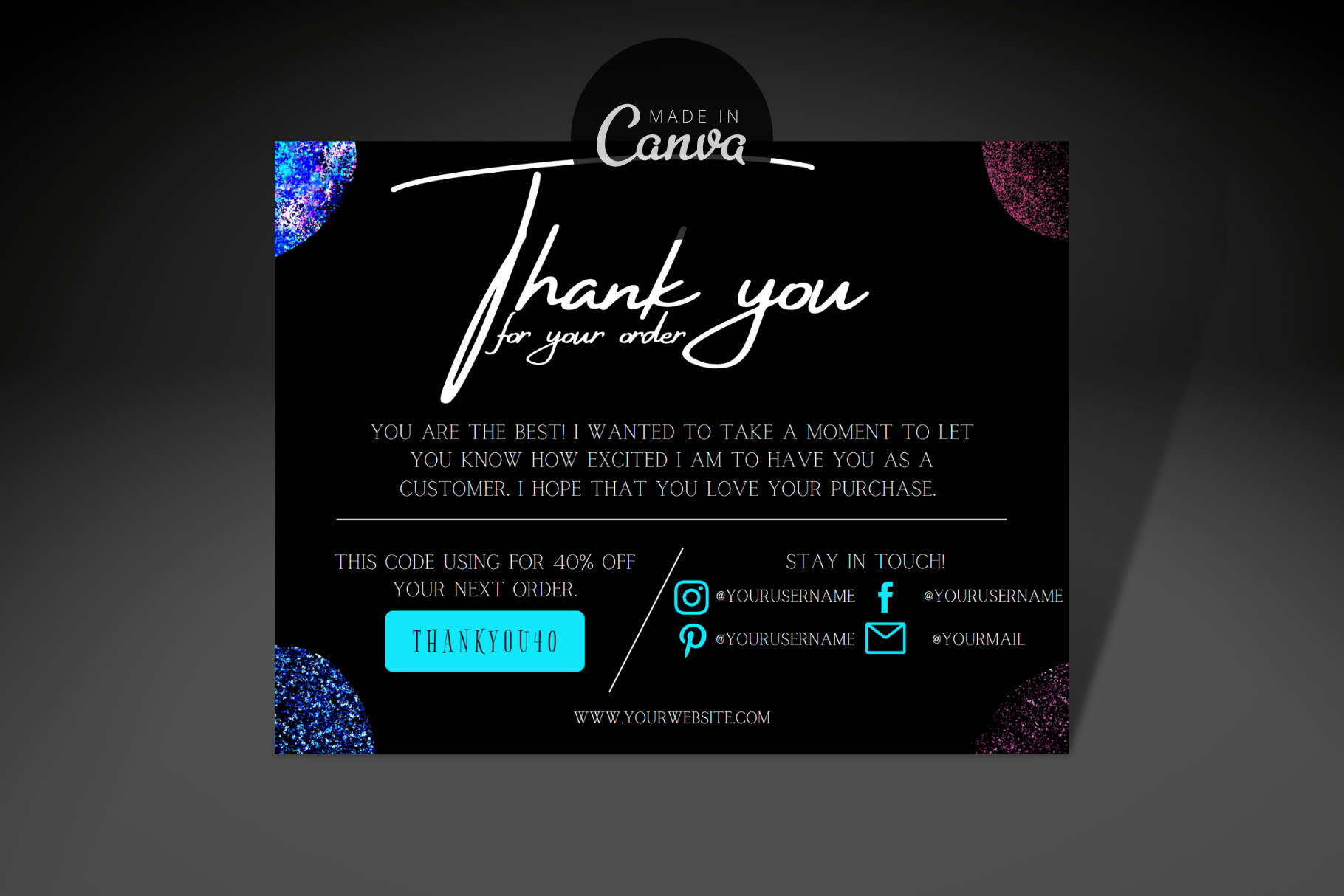 Thank You Order Card | Canva