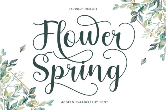 Flower Spring Font Skript-Schriftarten Schriftart Von bungreja123